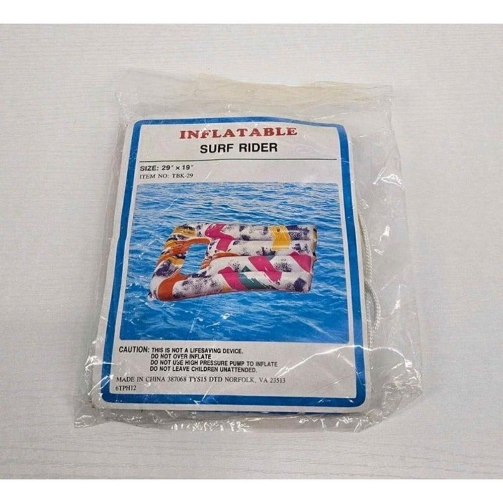 New Vintage Inflatable Surf Rider with Rope 29"×19" Raft Beach Pool